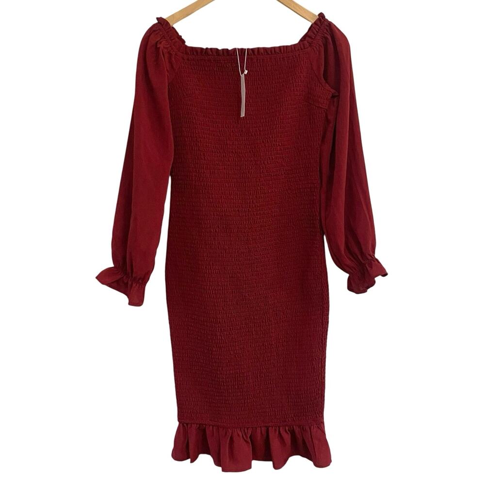 Baltic Born Esther Smocked Off Shoulder Dress Sz Medium Ruffle coquette Wedding